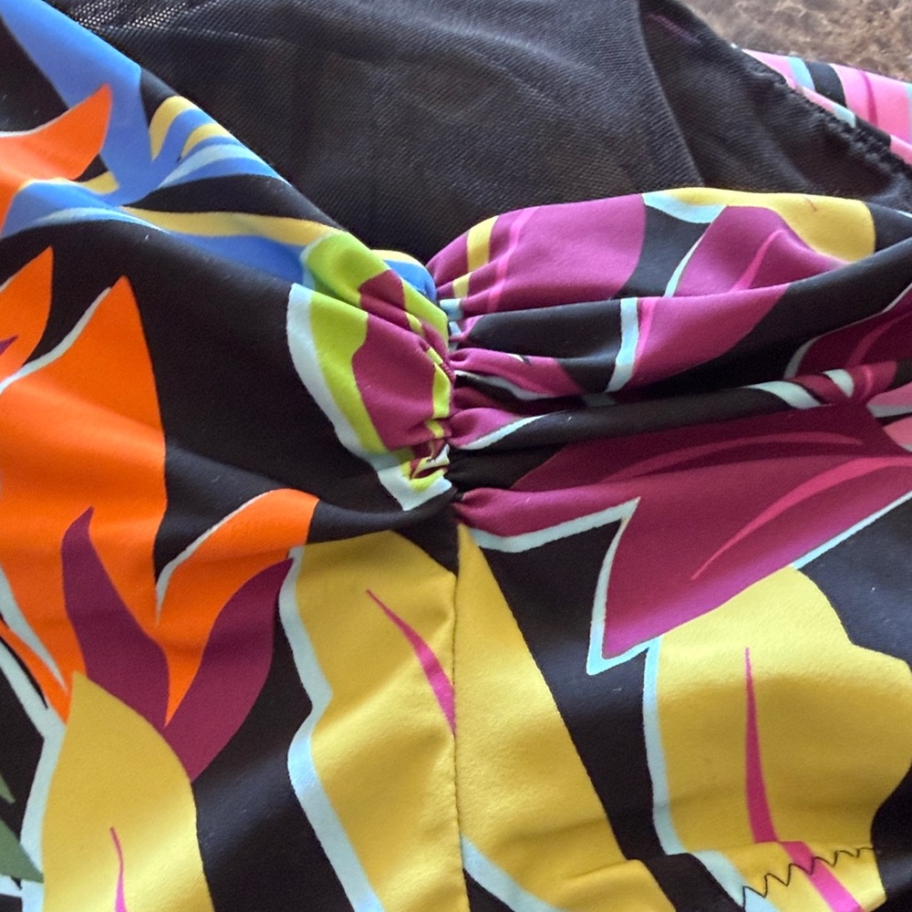 Gottex Vibrant Striped Ruched Swim bottom in Black, Pink, Blue & Yellow - Picture 8 of 8